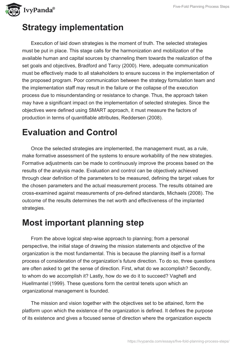 Five-Fold Planning Process Steps. Page 3