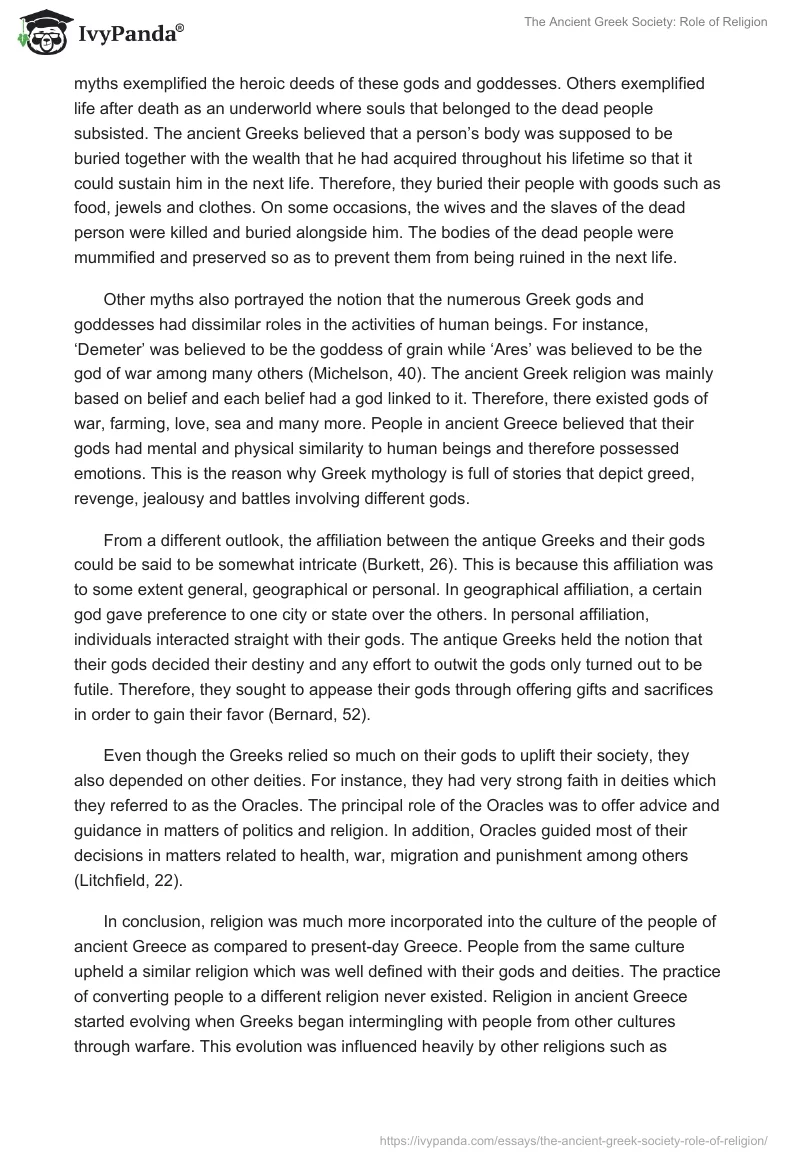 The Ancient Greek Society: Role of Religion. Page 2