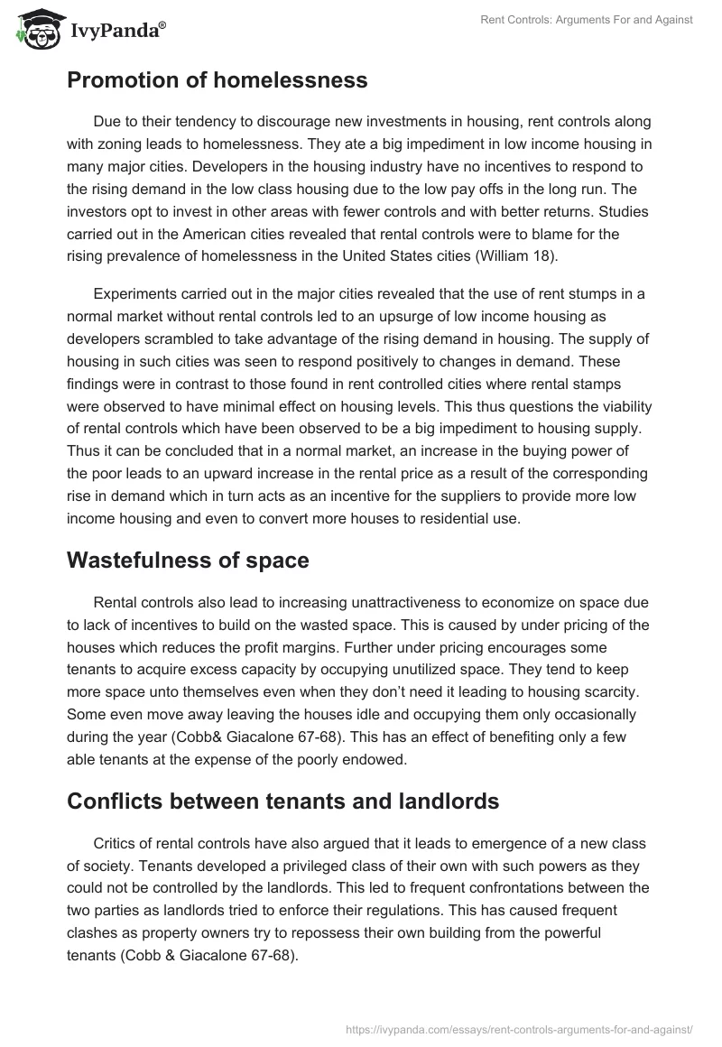 Rent Controls: Arguments For and Against. Page 5