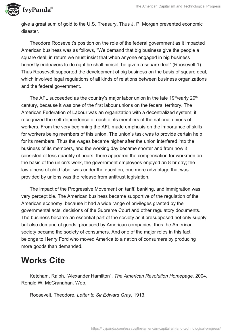 The American Capitalism and Technological Progress. Page 3