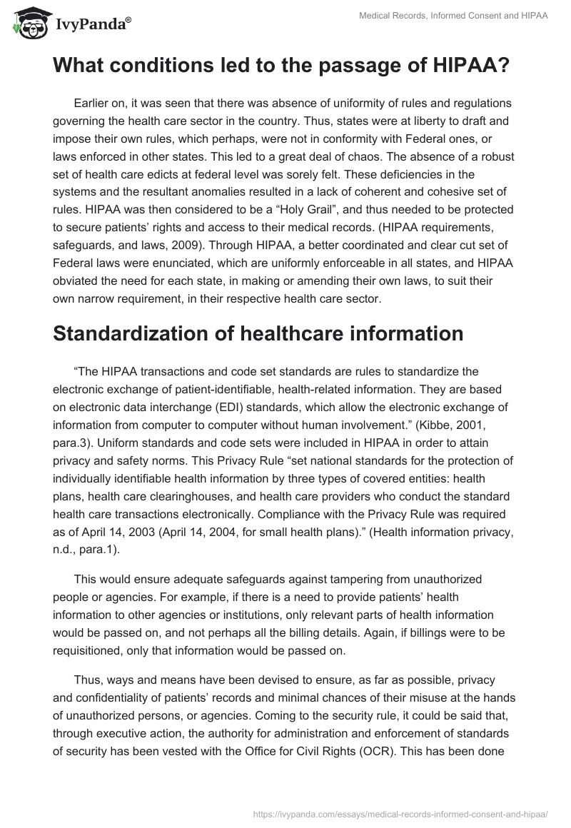 Medical Records, Informed Consent and HIPAA. Page 2
