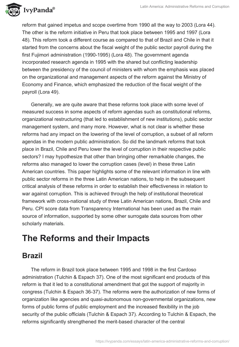 Latin America: Administrative Reforms and Corruption. Page 2