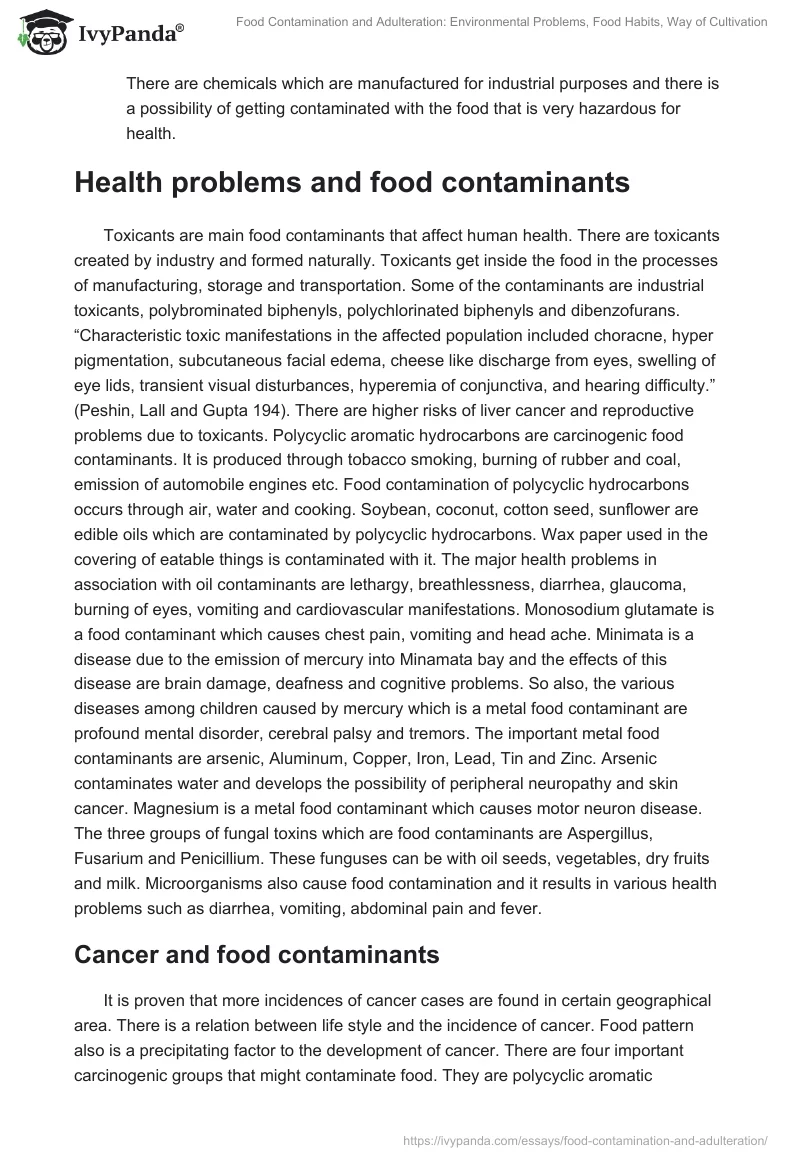 Food Contamination and Adulteration: Environmental Problems, Food Habits, Way of Cultivation. Page 3