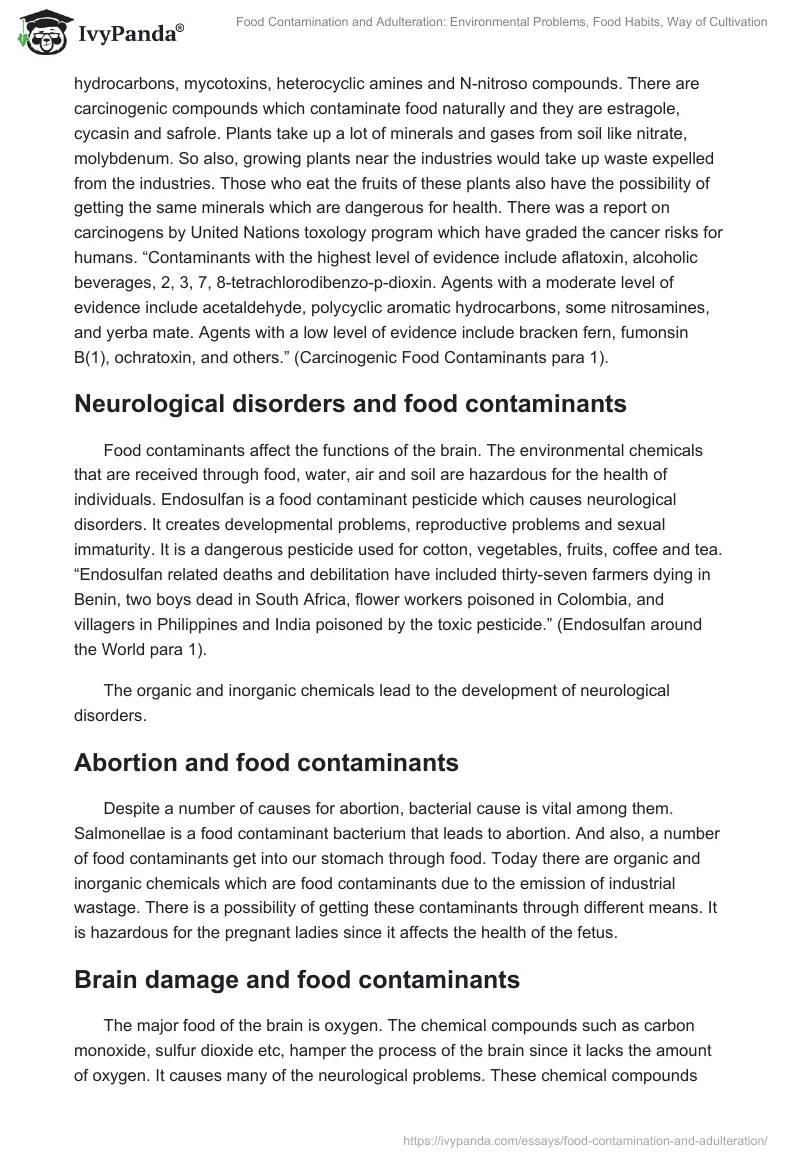 Food Contamination and Adulteration: Environmental Problems, Food Habits, Way of Cultivation. Page 4