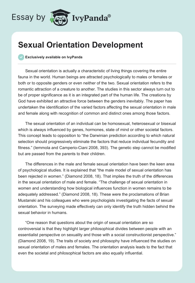 Sexual Orientation Development. Page 1