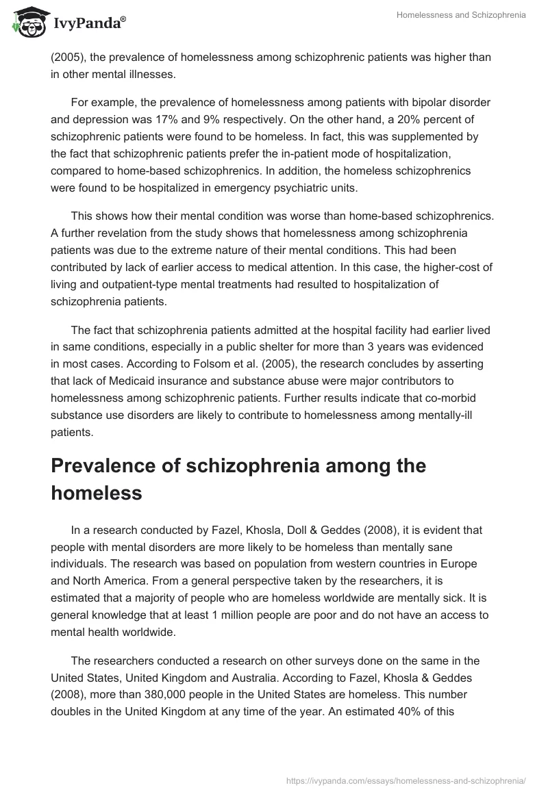 Homelessness and Schizophrenia. Page 4