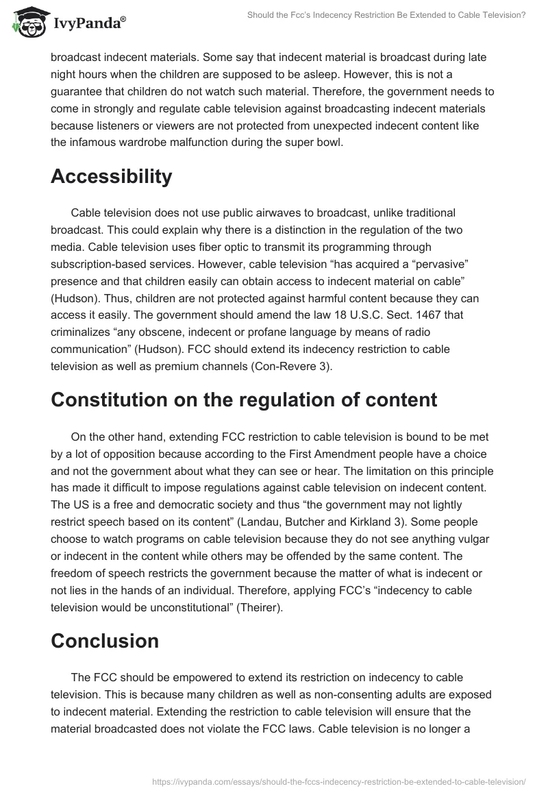 Should the Fcc’s Indecency Restriction Be Extended to Cable Television?. Page 3