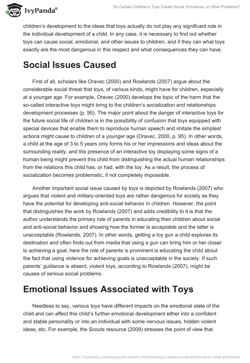 Do Certain Children's Toys Create Social, Emotional, or Other Problems?. Page 2