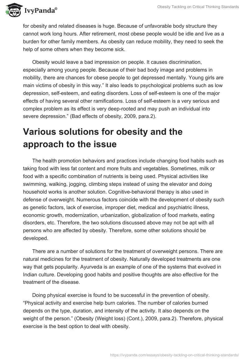 Obesity Tackling on Critical Thinking Standards. Page 2