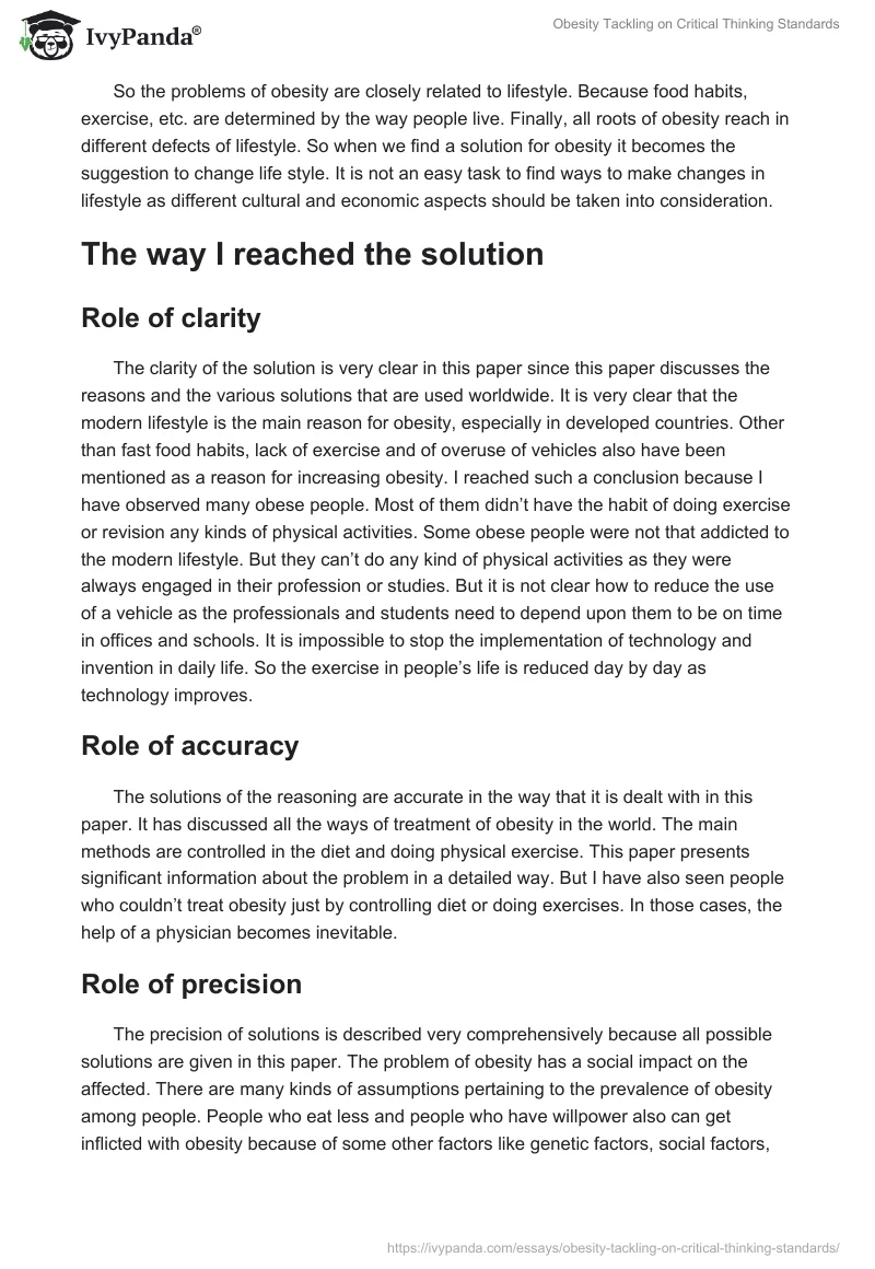 Obesity Tackling on Critical Thinking Standards. Page 3
