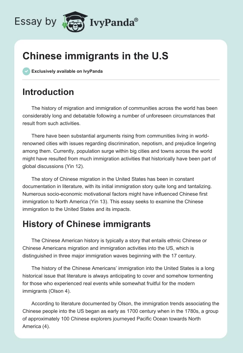 Chinese immigrants in the U.S. Page 1