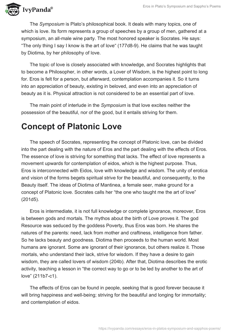 Eros in Plato’s Symposium and Sappho’s Poems. Page 2