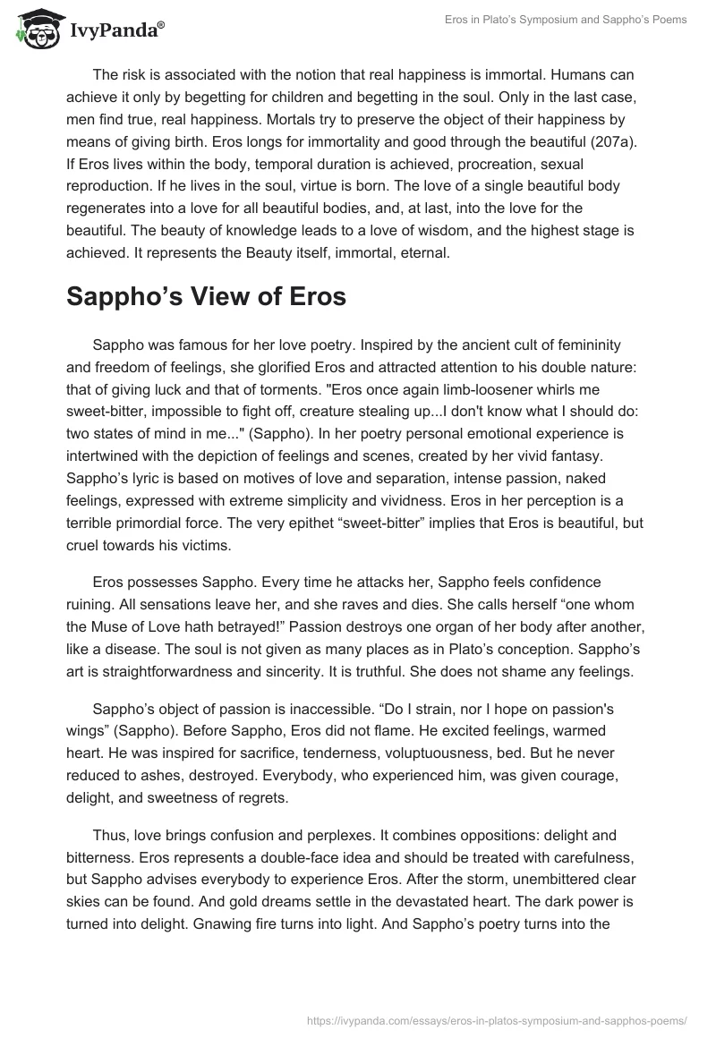 Eros in Plato’s Symposium and Sappho’s Poems. Page 3