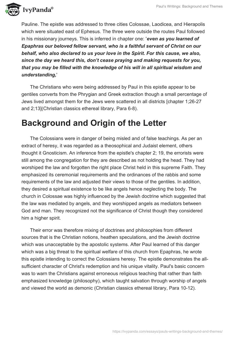 Paul’s Writings: Background and Themes. Page 2