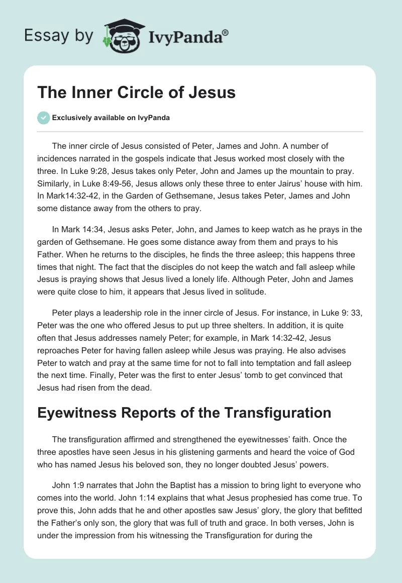 The Inner Circle of Jesus. Page 1