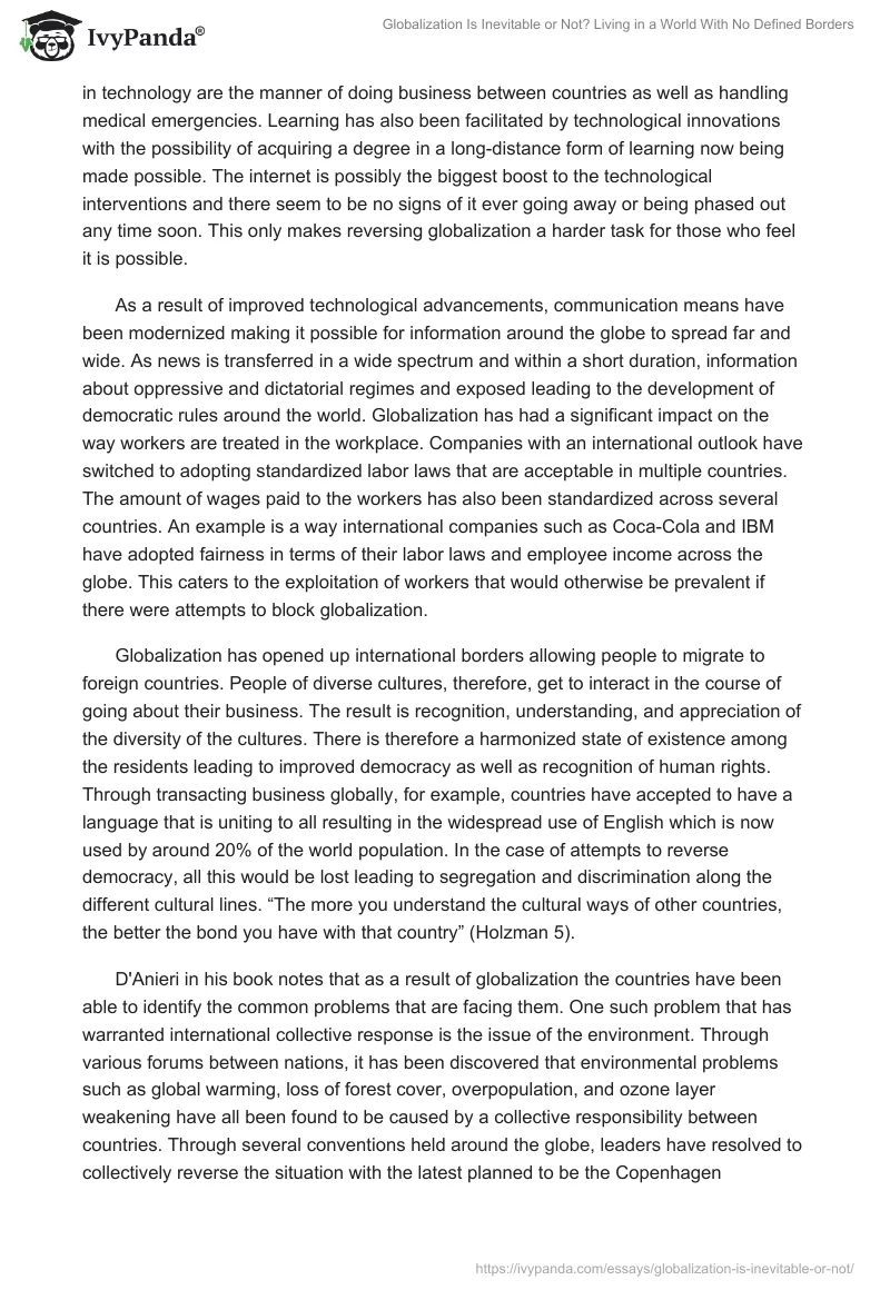 Globalization Is Inevitable or Not? Living in a World With No Defined Borders. Page 3
