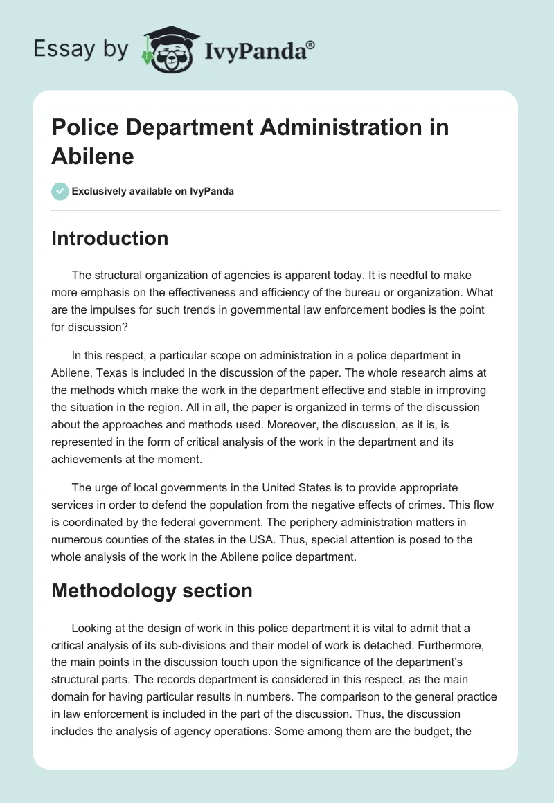 Police Department Administration in Abilene. Page 1