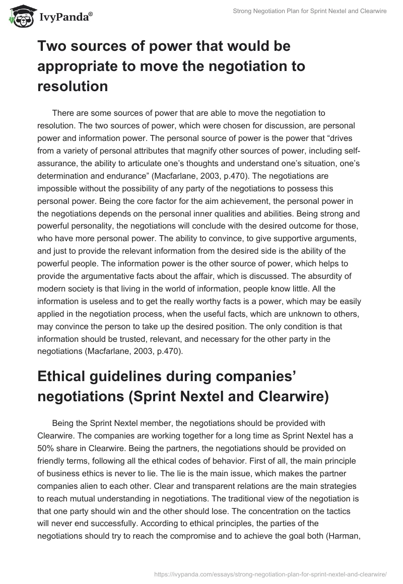 Strong Negotiation Plan for Sprint Nextel and Clearwire. Page 2