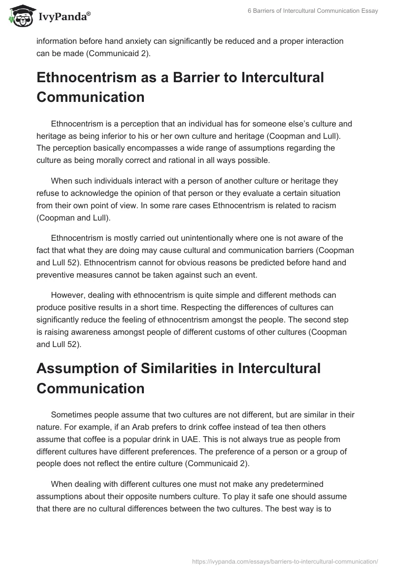 6 Barriers of Intercultural Communication Essay. Page 2