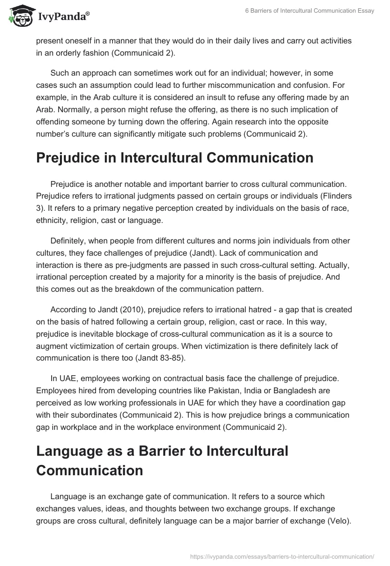 6 Barriers of Intercultural Communication Essay. Page 3