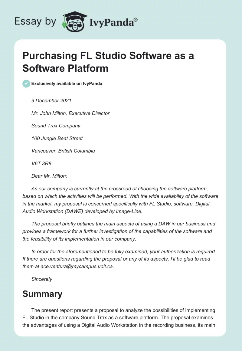 Purchasing FL Studio Software as a Software Platform. Page 1