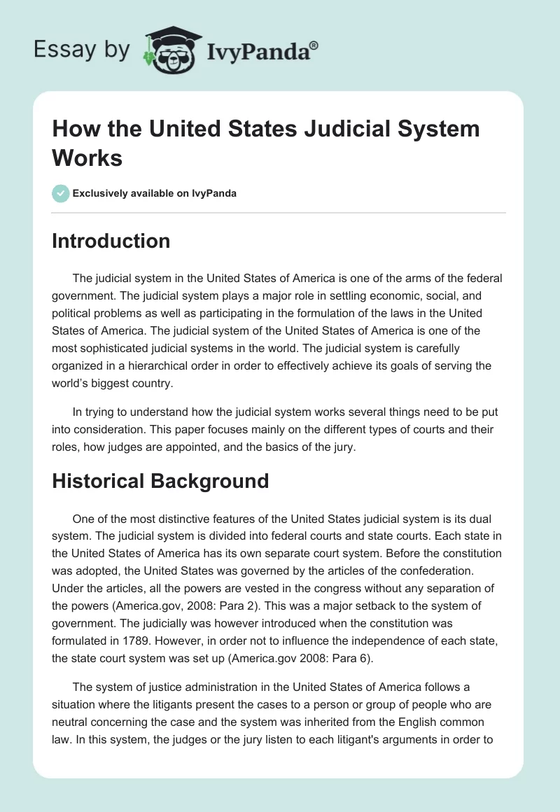 How the United States Judicial System Works. Page 1