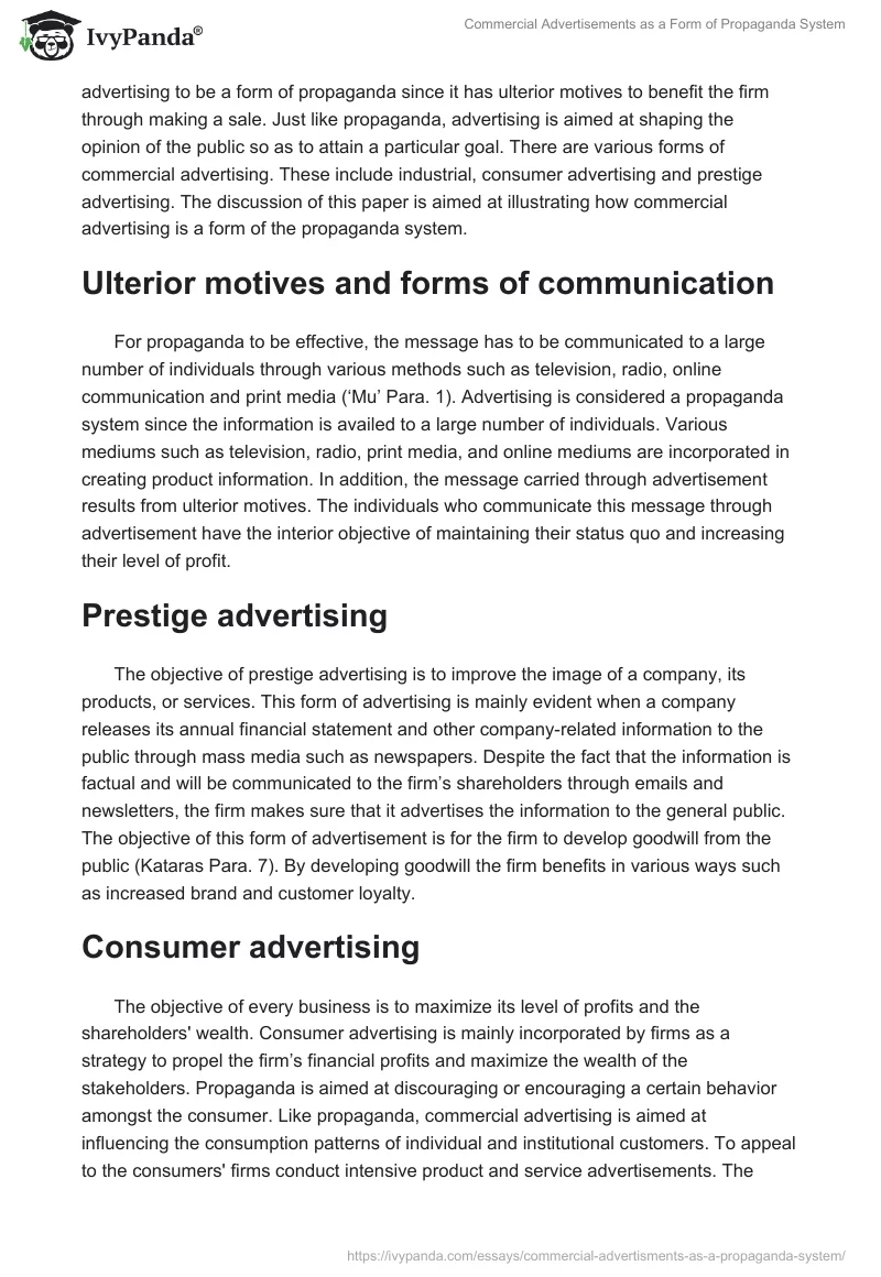 Commercial Advertisements as a Form of Propaganda System. Page 2