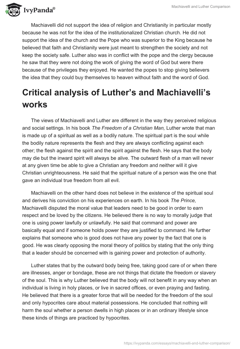Machiavelli and Luther Comparison. Page 2