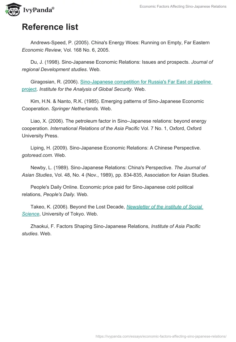 Economic Factors Affecting Sino-Japanese Relations. Page 4