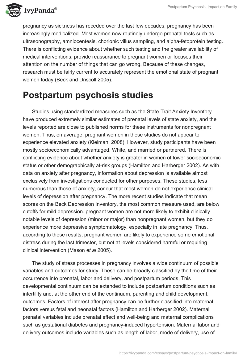 Postpartum Psychosis: Impact on Family. Page 2