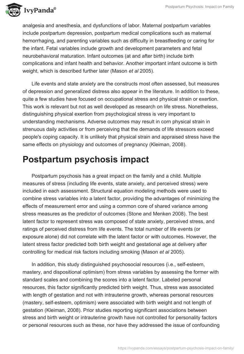 Postpartum Psychosis: Impact on Family. Page 3
