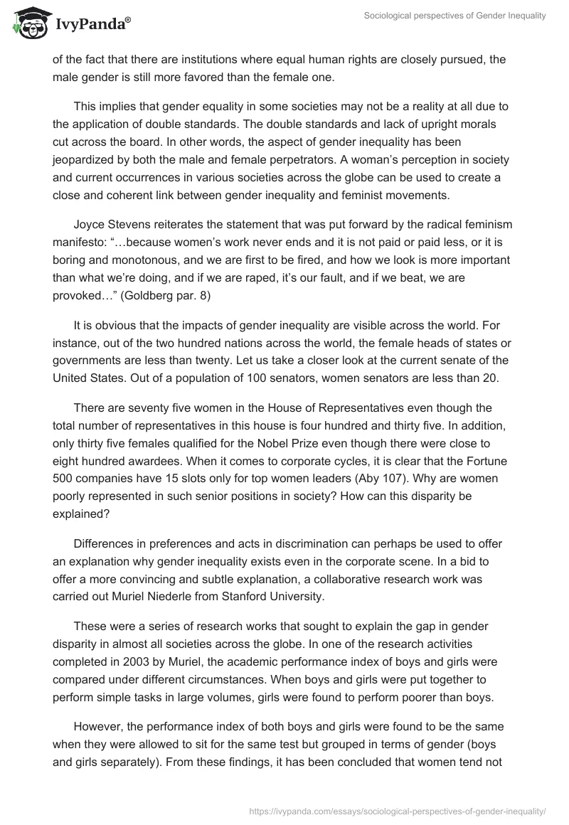 Sociological perspectives of Gender Inequality. Page 3
