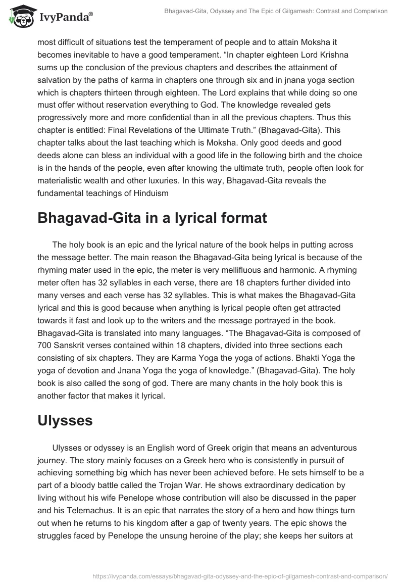 "Bhagavad-Gita", "The Odyssey" and "The Epic of Gilgamesh": Contrast and Comparison. Page 3