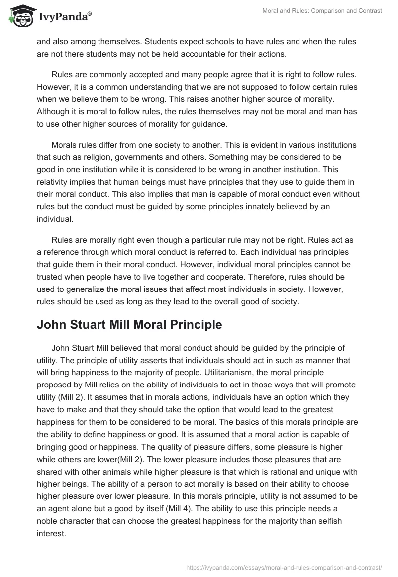 Moral and Rules: Comparison and Contrast. Page 2
