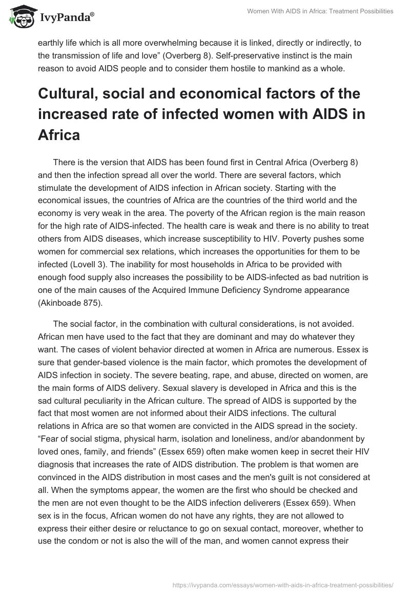 Women With AIDS in Africa: Treatment Possibilities. Page 2