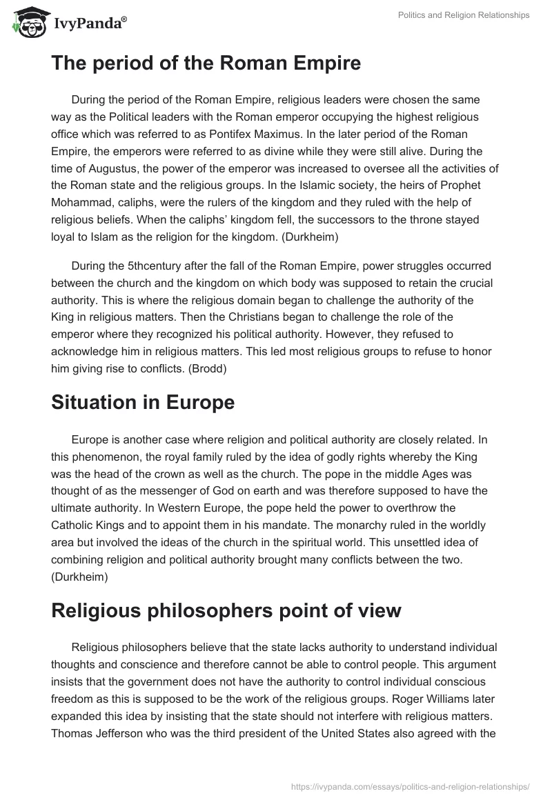 Politics and Religion Relationships. Page 2