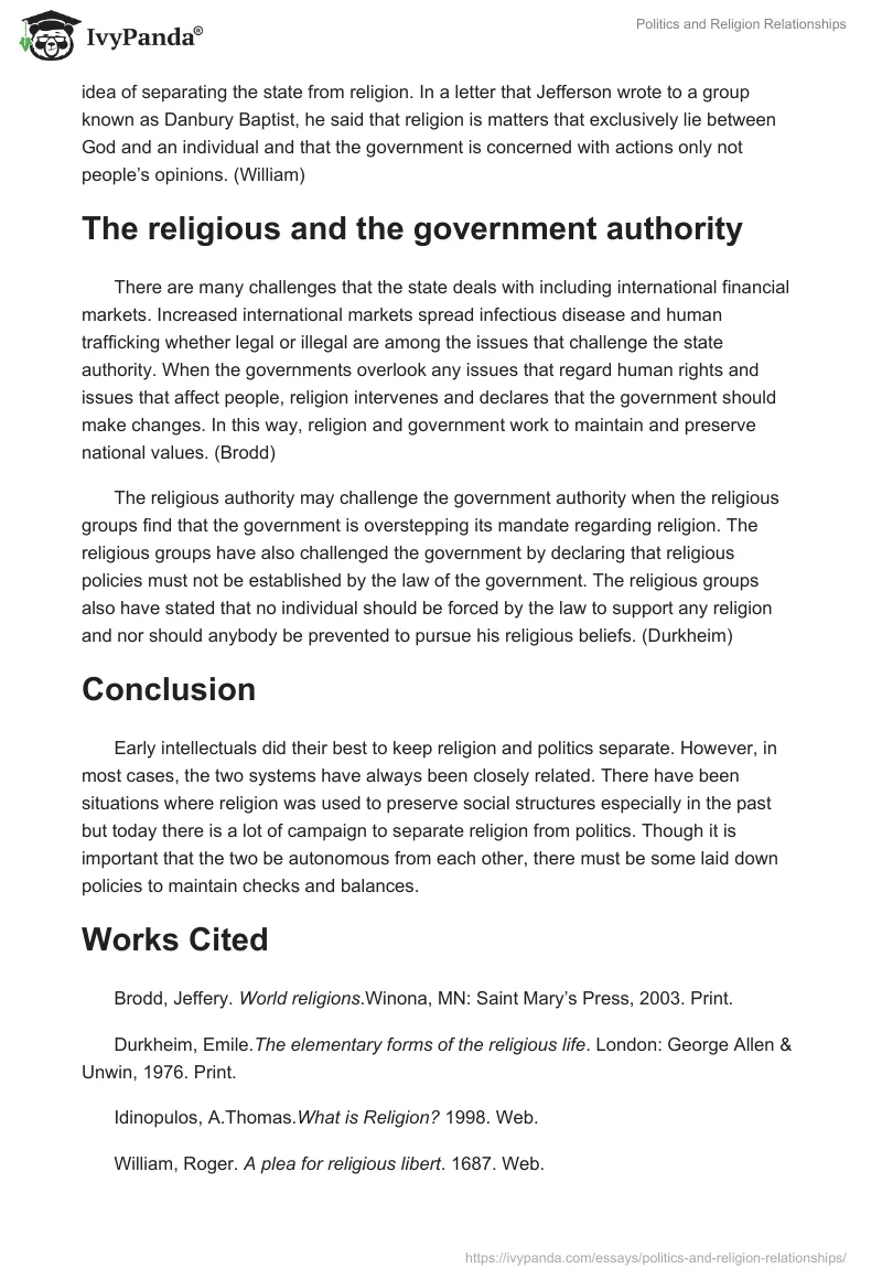 Politics and Religion Relationships. Page 3