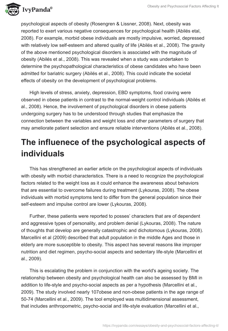 Obesity and Psychosocial Factors Affecting It. Page 3