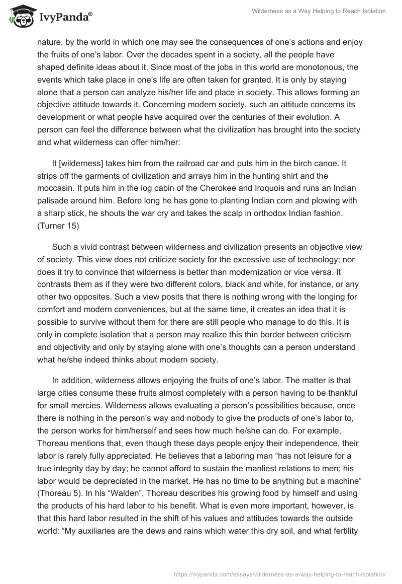 Wilderness as a Way Helping to Reach Isolation. Page 2