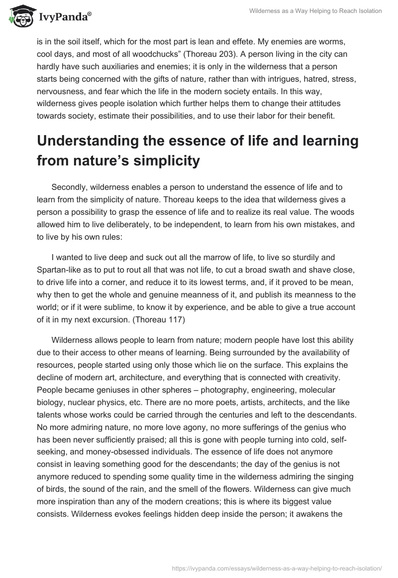 Wilderness as a Way Helping to Reach Isolation. Page 3