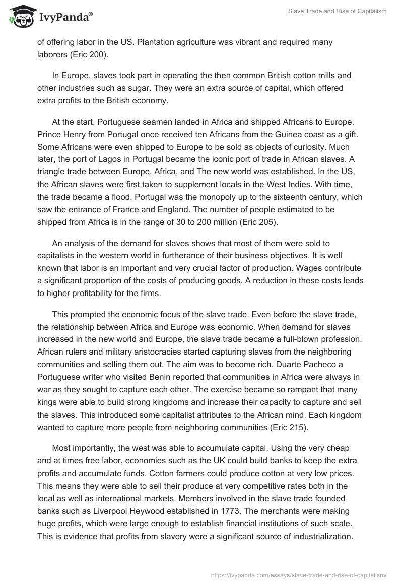 Slave Trade and Rise of Capitalism. Page 2