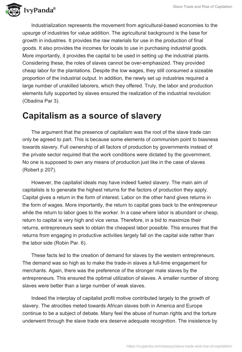 Slave Trade and Rise of Capitalism. Page 4