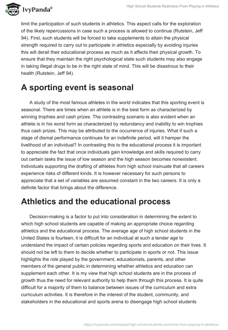 High School Students Restriction From Playing in Athletics. Page 2