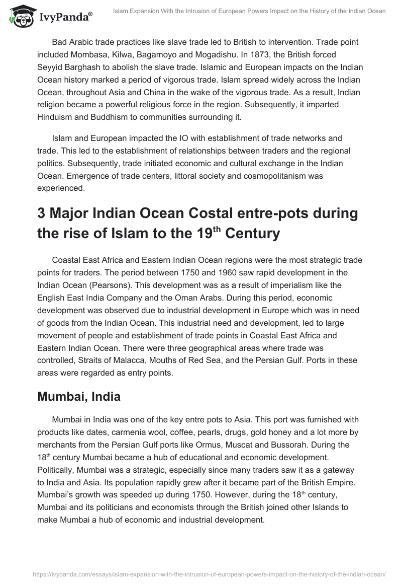Islam Expansion With the Intrusion of European Powers Impact on the History of the Indian Ocean. Page 3