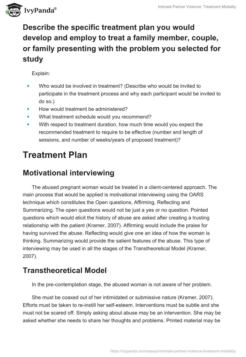 Intimate Partner Violence: Treatment Modality. Page 3