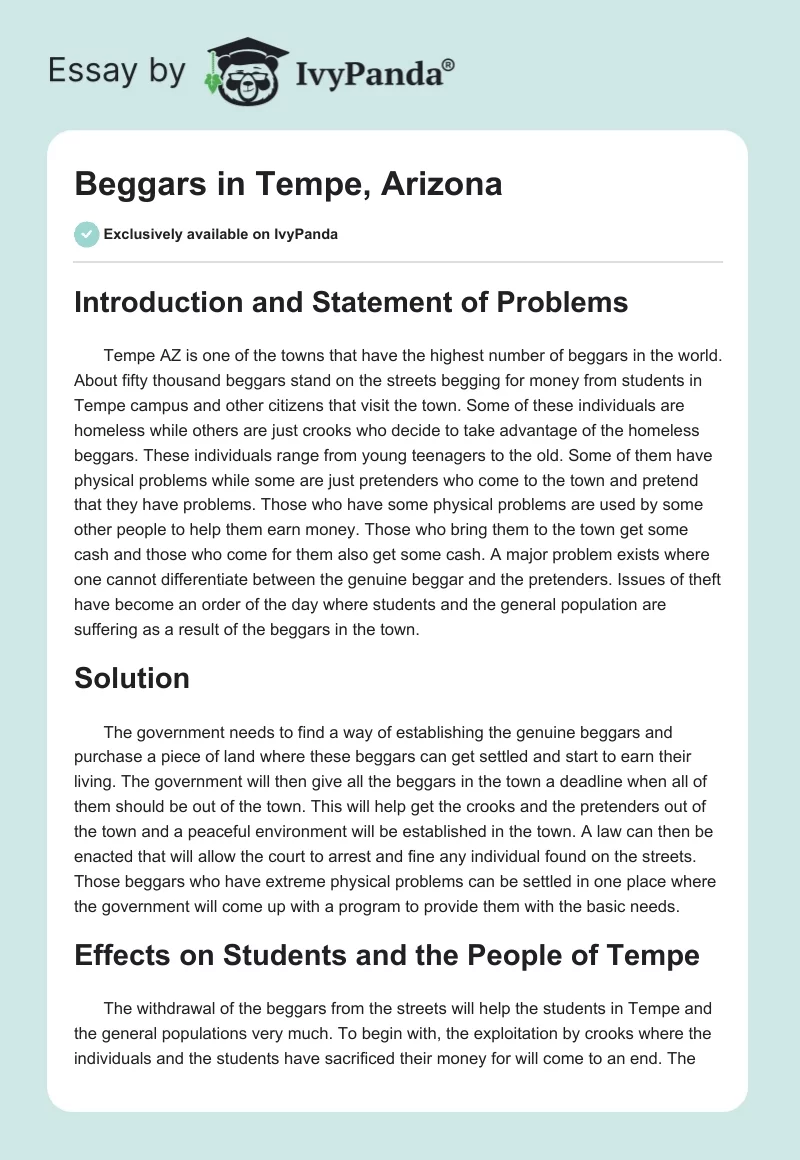 Beggars in Tempe, Arizona. Page 1