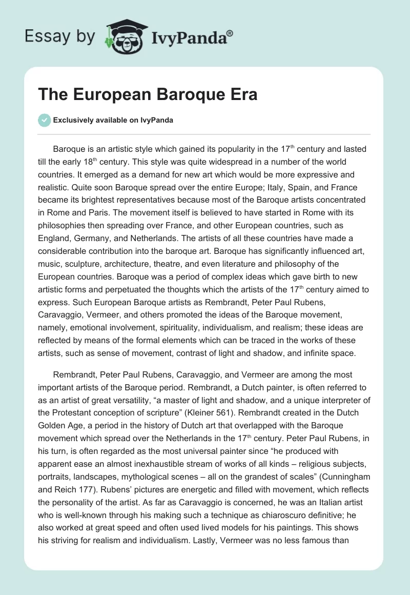 The European Baroque Era. Page 1