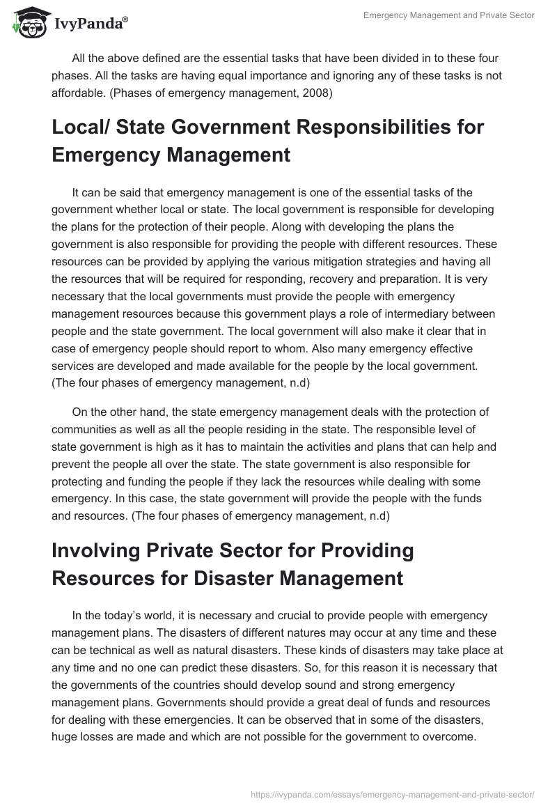 Emergency Management and Private Sector. Page 3