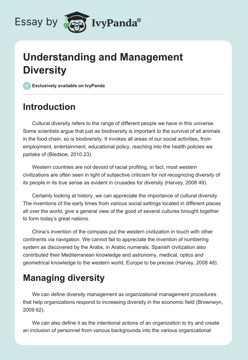 Understanding and Management Diversity. Page 1