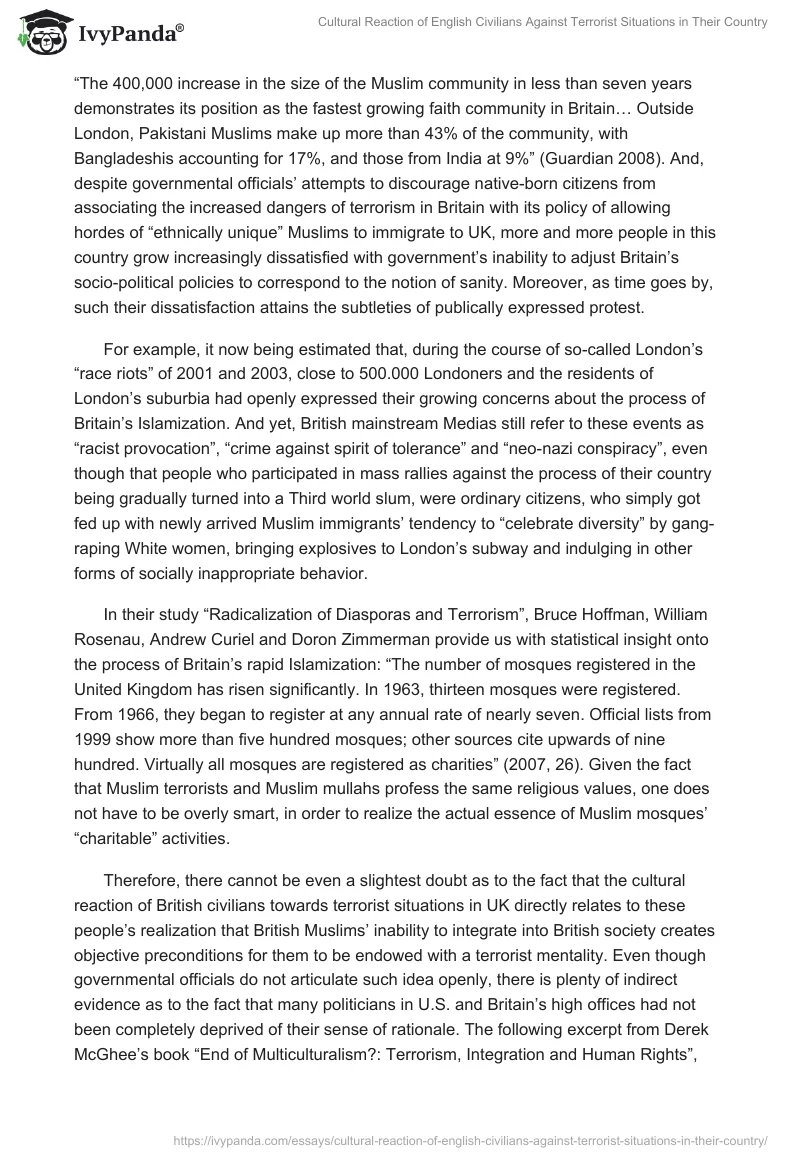 Cultural Reaction of English Civilians Against Terrorist Situations in Their Country. Page 2